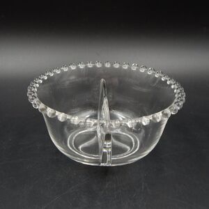 Imperial Glass Candlewick Divided Mayonnaise Serving Bowl Dips Sauce 6 In